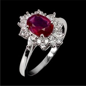 Elegant Genuine Madagascar Ruby 1.25ct. Ring - 8 in Sterling Silver